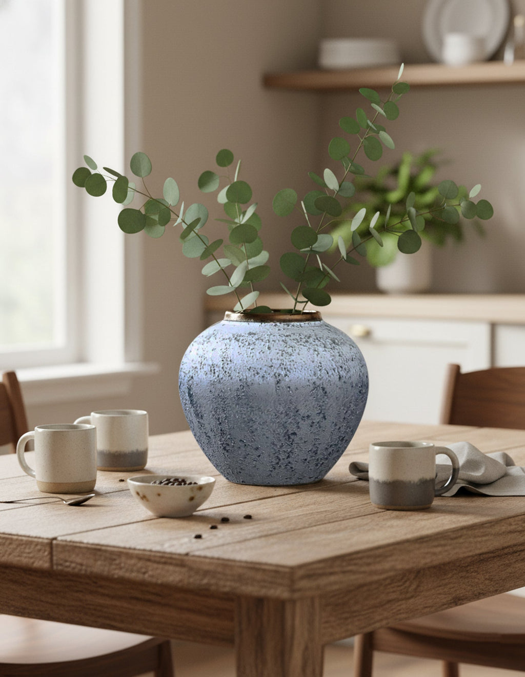 SOGA 21x22cm White and Grey Small Ceramic Flower Vase Elegant Living Room Home Decor